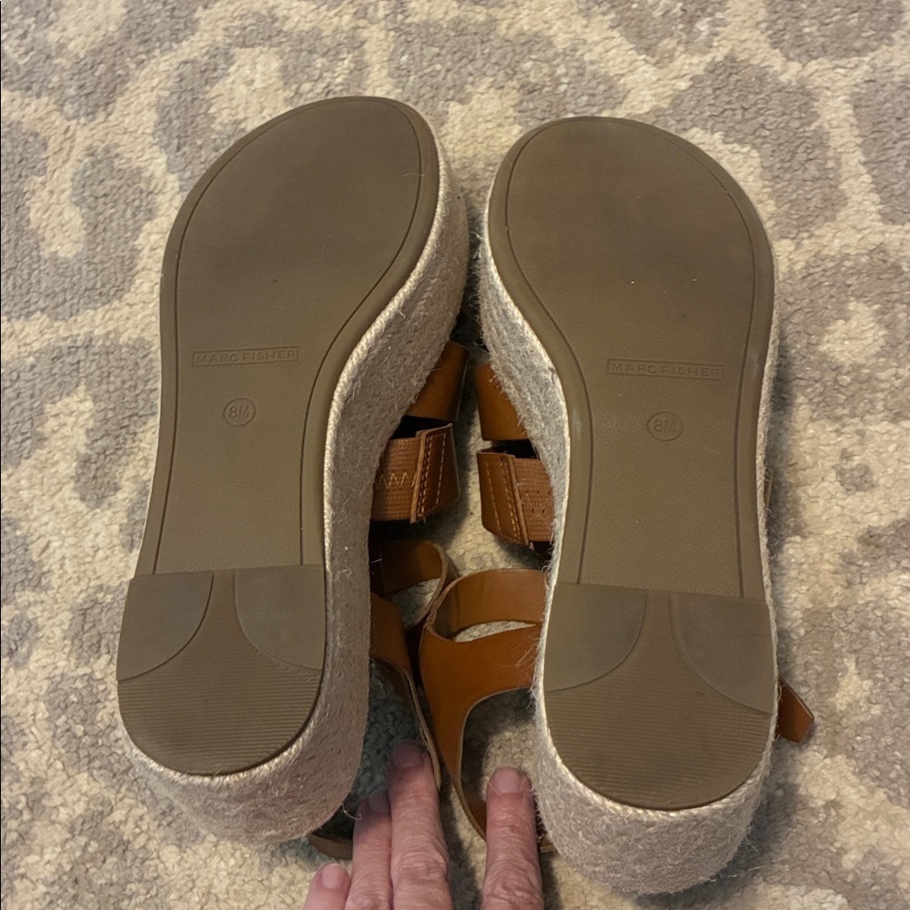 Marc Fisher Joven Leather Espadrille Wedges 8 - Picture 5 of 5